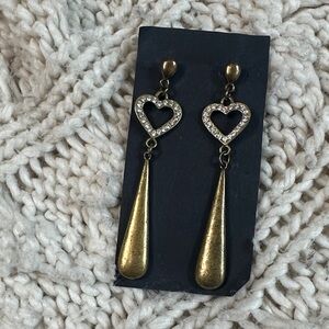 Gold Heart Drop Earrings